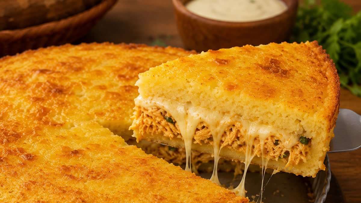 Torta de mandioca com frango e Catupiry