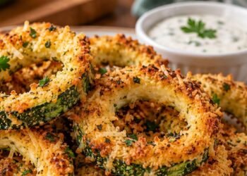 Anéis de abobrinha crocantes com parmesão
