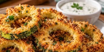 Anéis de abobrinha crocantes com parmesão