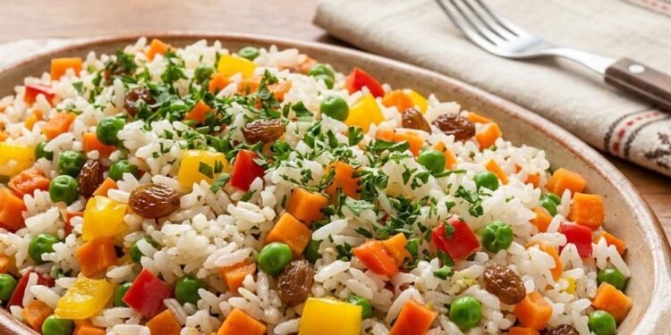 Prato de Arroz à Grega Colorido
