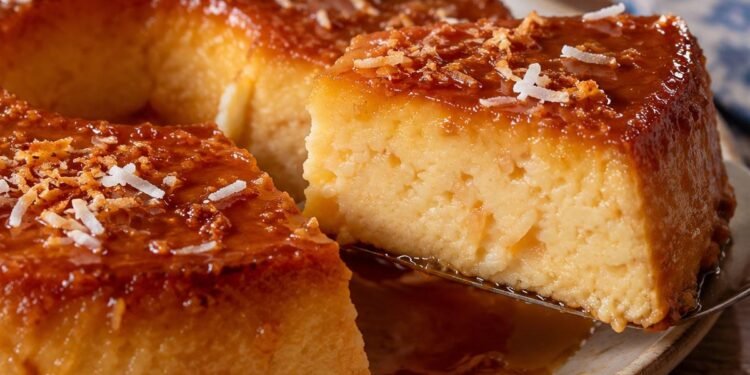 Pudim de pão com coco